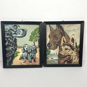 Vintage 1950s 1960s Paint By Number Dog Spaniel Shepherd Great Dane Painting Set